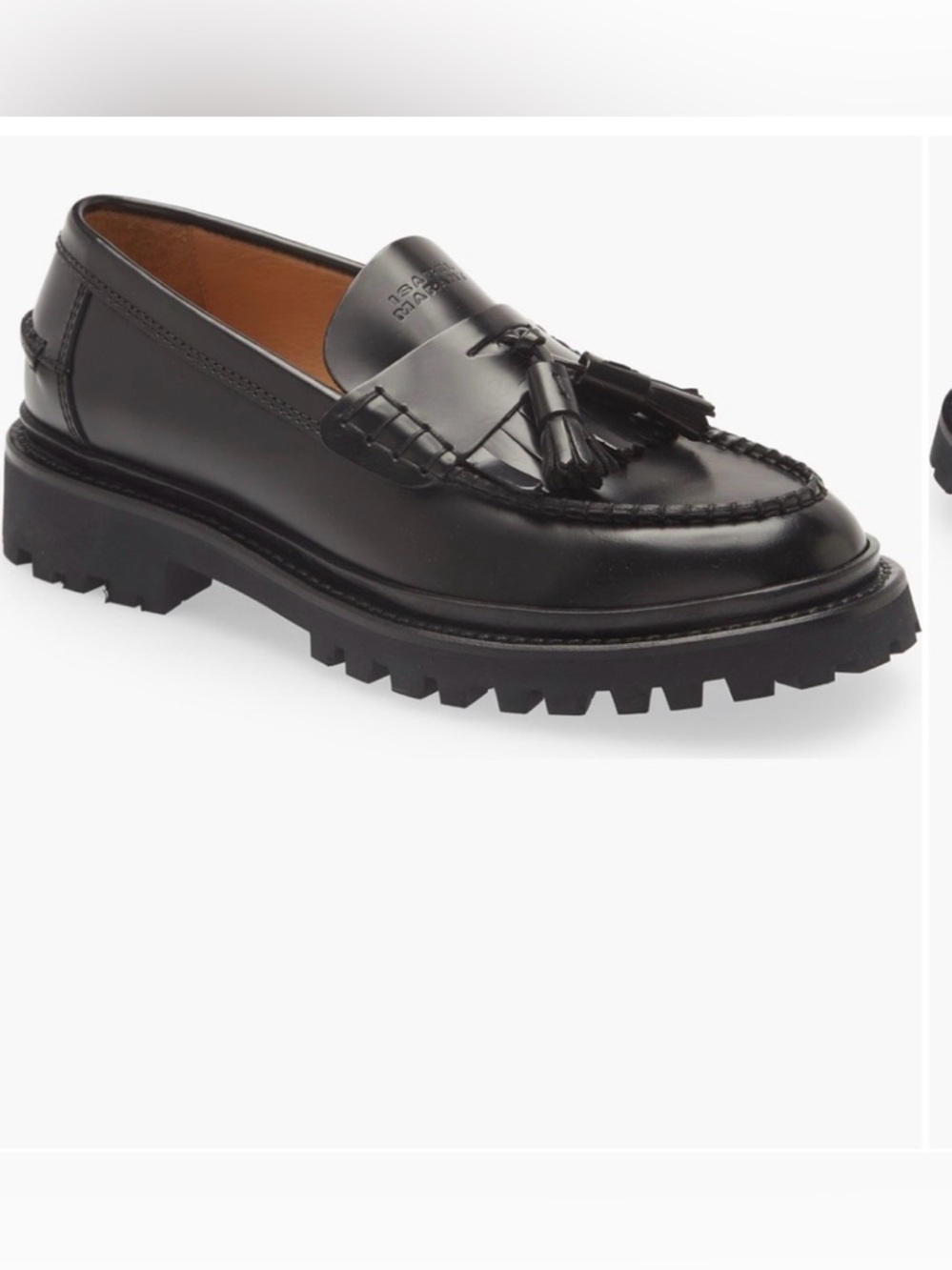 Isabel Marant Black Leather Lug Sole Tassel Loafers